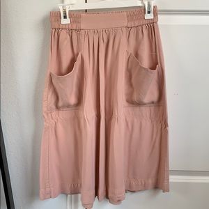 Midi Deep Pocket Pastel Pink A Line Skirt